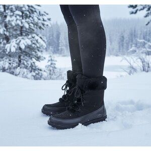 JBU 10 Boot Woman Faux Fur Winter Snow Outdoor Combat Water Resistant Shoe Jambu